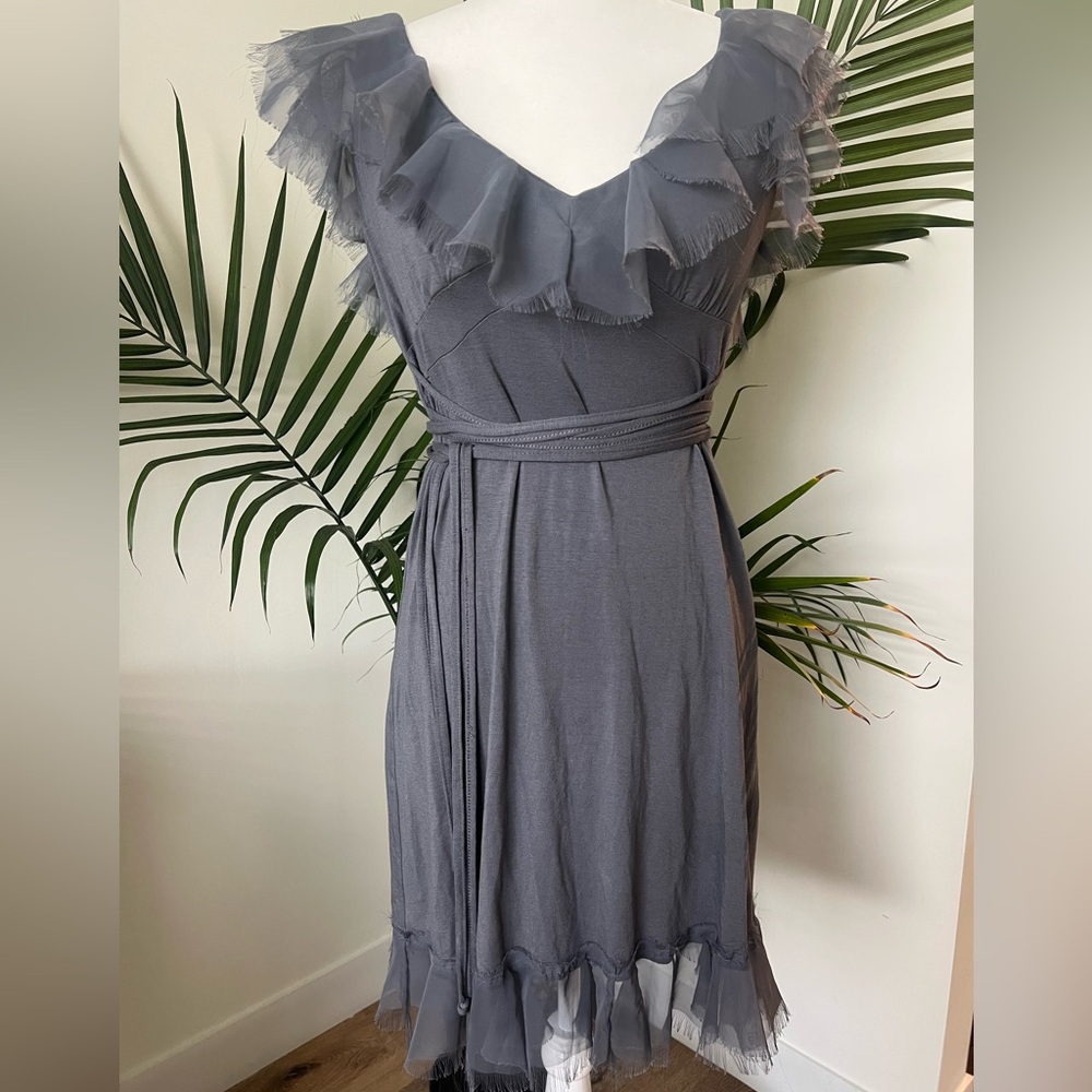 Gray Ruffled Women's Dress